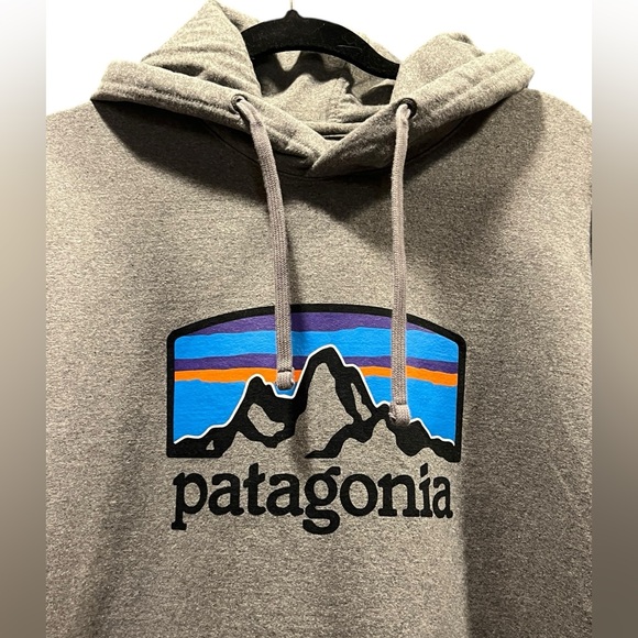 PATAGONIA Hoodie Mens XXL Fitz Roy Horizons Uprisal Gravel Heather Gray color - Picture 2 of 9